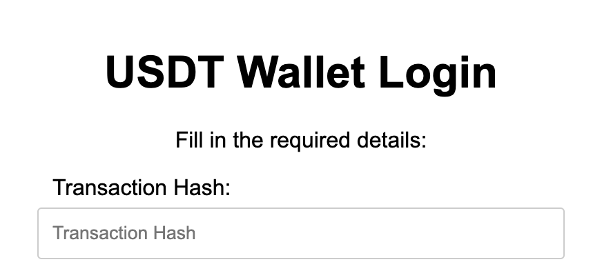 Transaction Hash Input